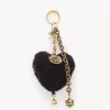Zawieszka do torebki Chloé Symbols Heart Shearling z mosiądzu Zawieszka do torebki Chloé Symbols Heart Shearling z mosiądzu