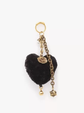 Zawieszka do torebki Chloé Symbols Heart Shearling z mosiądzu