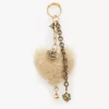 Zawieszka do torebki Chloé Symbols Heart Shearling z mosiądzu Zawieszka do torebki Chloé Symbols Heart Shearling z mosiądzu