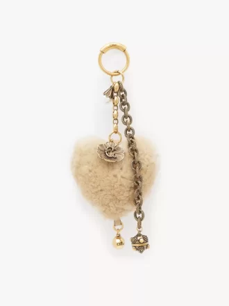 Zawieszka do torebki Chloé Symbols Heart Shearling z mosiądzu